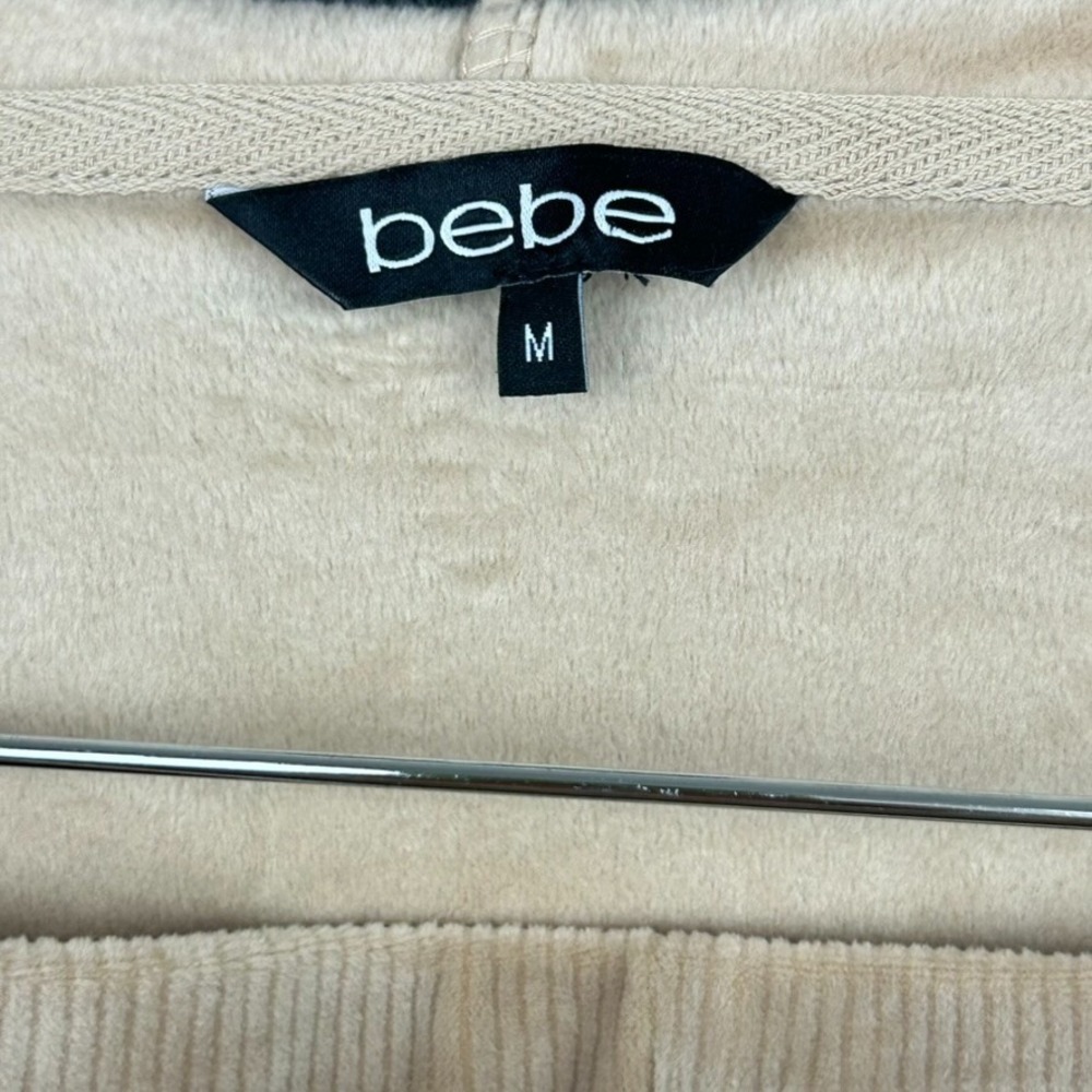 bebe Beige Velour Tracksuit Zip Up Hoodie Rhinestone 'bebe' Spell Out - Medium - Picture 7 of 16